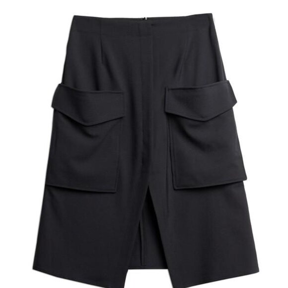 Acne Studios black Pine Patch A-line skirt with oversize double patch pockets
